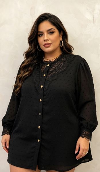 Immagine di CHIC OR FOR THE OFFICE SHIRT WITH SHINY GOLD BUTTONS